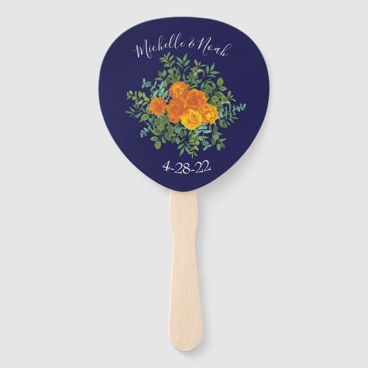 Blauer Rose Blumen Moderne Hochzeiten Fächer (Vorderseite)