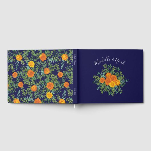 Blauer Rose Blumen Moderne Hochzeiten Gästebuch (Voll)