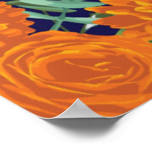 Blauer Rose Blumen Moderne Hochzeiten Poster (Ecke)