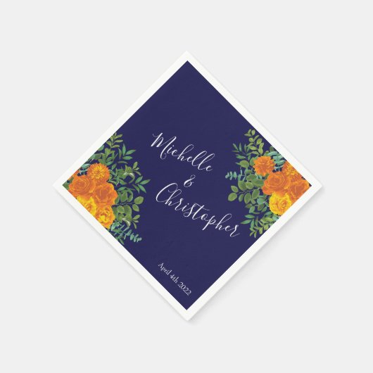 Blauer Rose Blumen Moderne Hochzeiten Serviette (Ecke)