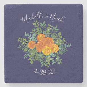 Blauer Rose Blumen Moderne Hochzeiten Steinuntersetzer