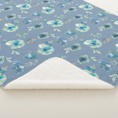 Blauer Rose Blumenblume große Sherpa Throw Blanket Sherpadecke (3/4)
