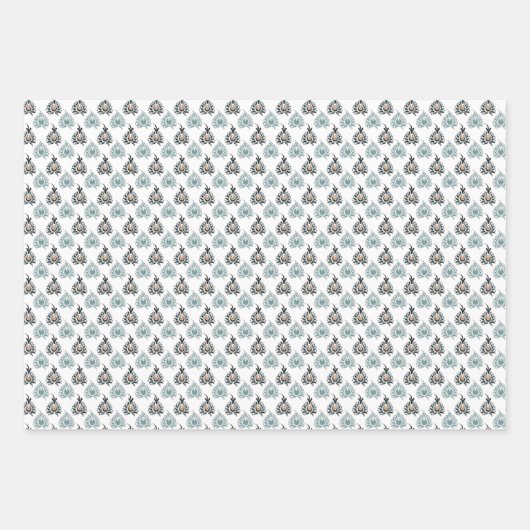 Blauer Rose Blumenmuster Geschenkpapier Set (Vorderseite 3)