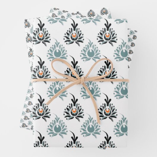 Blauer Rose Blumenmuster Geschenkpapier Set (Beispiel)