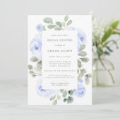 Blauer Rose Botanisches Brautparty Einladung (Stehend Vorderseite)