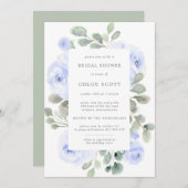 Blauer Rose Botanisches Brautparty Einladung (Vorne/Hinten)