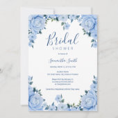 Blauer Rose Brautparty Einladung (Vorderseite)