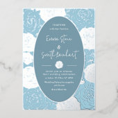 Blauer Rose Einladung zum Hochzeitsfoil (Vorderseite)