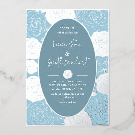 Blauer Rose Einladung zum Hochzeitsfoil