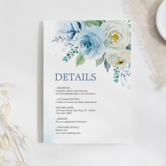 Blauer Rose - florale Detailkarte Begleitkarte