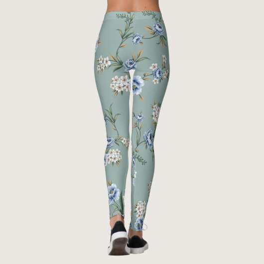 Blauer Rose Gemustert | LEGGINGS (Rückseite)