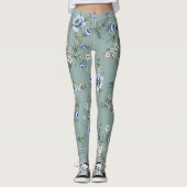 Blauer Rose Gemustert | LEGGINGS (Vorderseite)