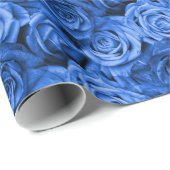 Blauer Rose Geschenkpapier (Rolleneckpunkt)