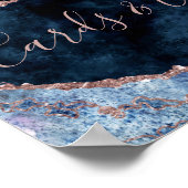 Blauer Rose Gold Cards und Geschenktafeln Poster (Ecke)