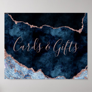 Blauer Rose Gold Cards und Geschenktafeln Poster