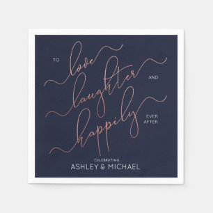 Blauer Rose Gold Engagement Party glücklich immer Serviette