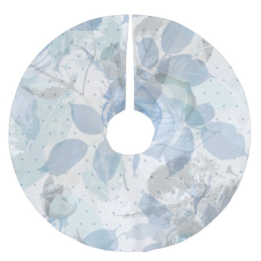 Blauer Rose Luxus Polyester Weihnachtsbaumdecke (Vorderseite)