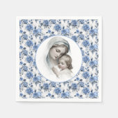 Blauer Rose Maria und Kind Jesus Serviette (Vorderseite)