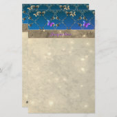 Blauer Rose Schmetterlinge mit Namen Stationery Briefpapier (Vorne/Hinten)