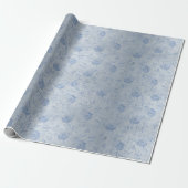 Blauer Rose Silberschimmer Geschenkpapier (Ungerollt)