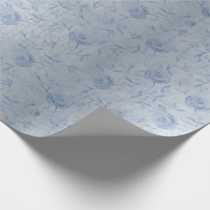 Blauer Rose Silberschimmer Geschenkpapier