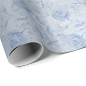 Blauer Rose Silberschimmer Geschenkpapier (Rolleneckpunkt)