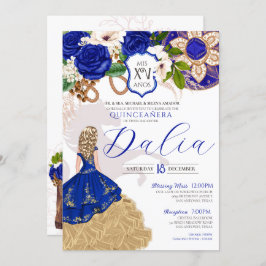 Blauer Rose Western Charro Quinceañera Einladung