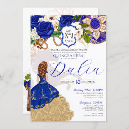 Blauer Rose Western Charro Quinceañera Einladung