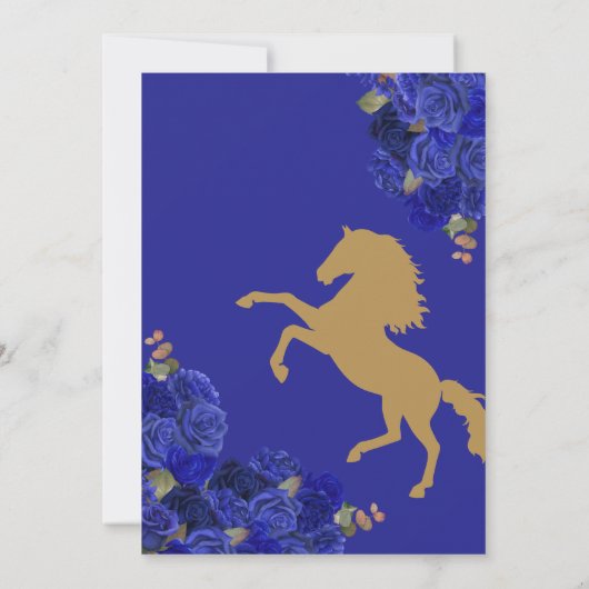 Blauer Rose Western Charro Quinceñera Einladung (Rückseite)