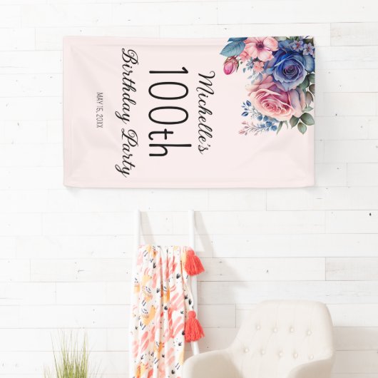 Blauer Rosen Botanischer 100. Geburtstag Banner (Insitu)