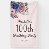 Blauer Rosen Botanischer 100. Geburtstag Banner (Vertikal)