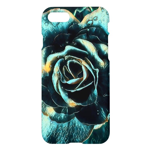 Blauer Rosen-Entwurf iPhone Hülle (Rückseite)