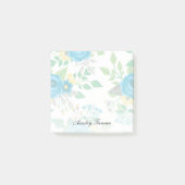 Blauer Rosen-u. Vergissmeinnicht-individueller Post-it Klebezettel (Vorderseite)