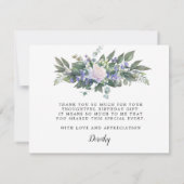 Blauer Rosenblume 90. Geburtstag Dankeskarte (Rückseite)