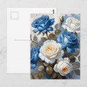 Blauer Rosenblütendruck Postkarte (Vorne/Hinten)