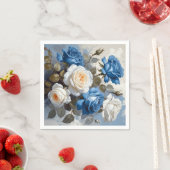 Blauer Rosenblütendruck Serviette (Beispiel)