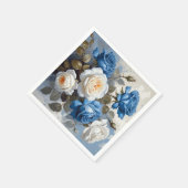 Blauer Rosenblütendruck Serviette (Ecke)