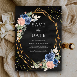 Blauer Rosenschwarz Hochzeit Save The Date