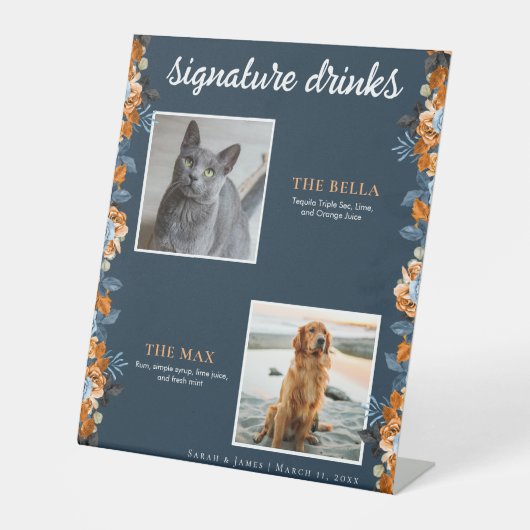 Blauer Rost Blüten 2 Foto Unterschrift Drink Sockelschild (Vorderseite)