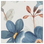 Blauer Rost Burnt Orange Blume Weiß Stoff (Nahaufnahme)