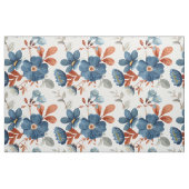 Blauer Rost Burnt Orange Blume Weiß Stoff (Fat Quarter (45,7 x 55,9 cm))