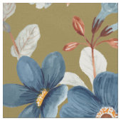 Blauer Rost Burnt Orange Blütengrün Stoff (Nahaufnahme)