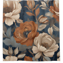 Blauer Rost Orange Modernes Bauernhaus Duschvorhang