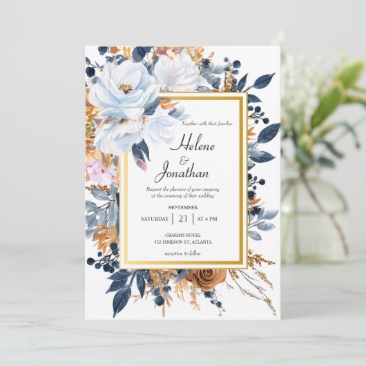 Blauer Rost Terracotta Rodelbahn Einladung (Stehend Vorderseite)