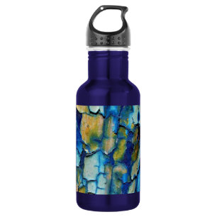 Blauer Rost und goldene Chipping-Farbe Edelstahlflasche
