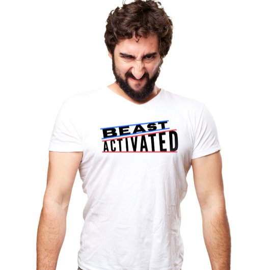 Blauer Rot- und Schwarz-Edgy-T - Shirt aktiviert