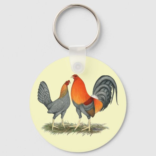 Blauer Roter Gamefowl Schlüsselanhänger (Vorderseite)