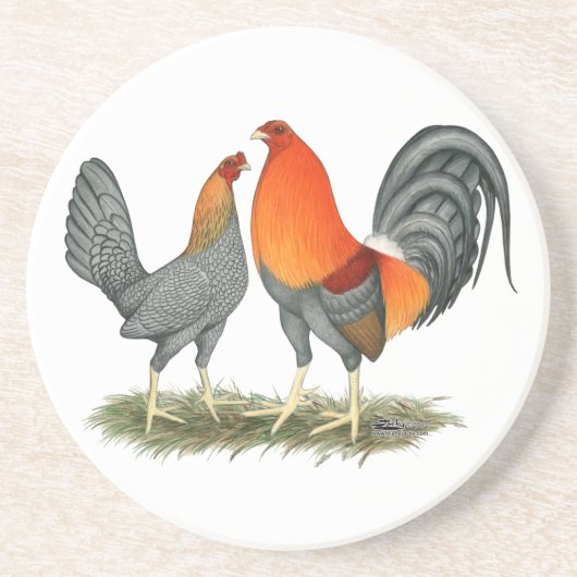 Blauer Roter Gamefowl Untersetzer (Vorne)
