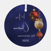 Blauer Roter Goldbaum Weihnachten Ornament Aus Glas (Rückseite)