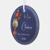 Blauer Roter Goldbaum Weihnachten Ornament Aus Glas (Vorderseite links)